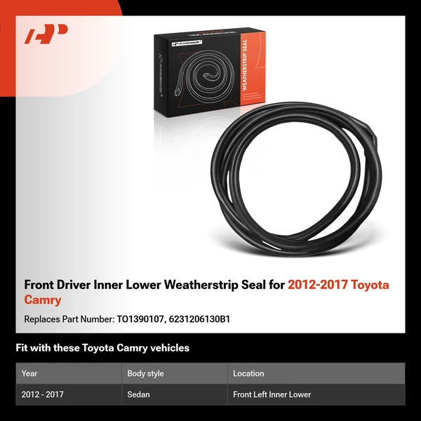 Front Driver Inner Lower Weatherstrip Seal for 2012-2017 Toyota Camry