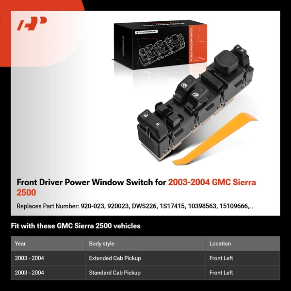 Front Driver Power Window Switch for 2003-2004 GMC Sierra 2500