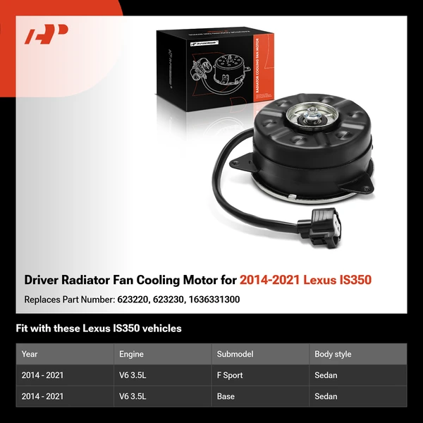 Driver Radiator Fan Cooling Motor for 2014-2021 Lexus IS350
