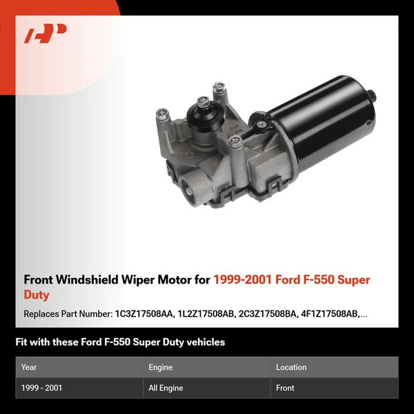 Front Windshield Wiper Motor for 1999-2001 Ford F-550 Super Duty