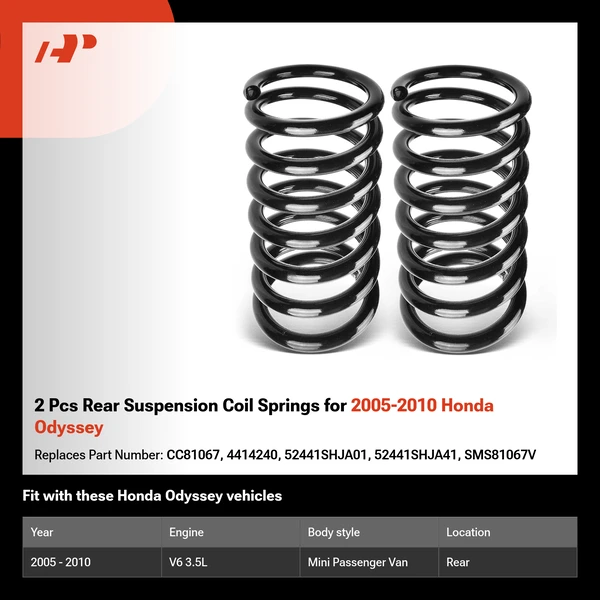 2 Pcs Rear Suspension Coil Springs for 2005-2010 Honda Odyssey