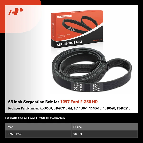 68 inch Serpentine Belt for 1997 Ford F-250 HD