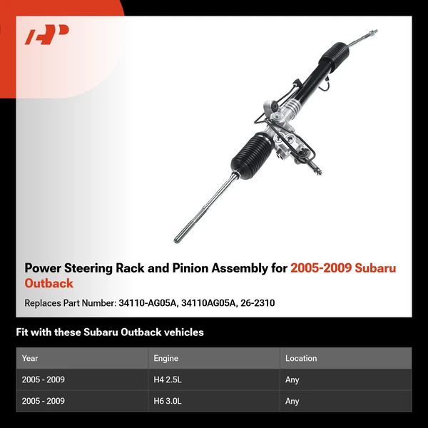 Power Steering Rack and Pinion Assembly for 2005-2009 Subaru Outback