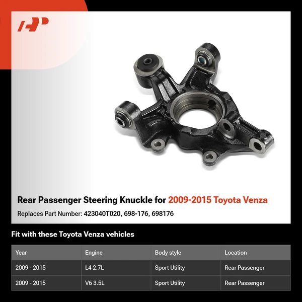 Rear Passenger Steering Knuckle for 2009-2015 Toyota Venza