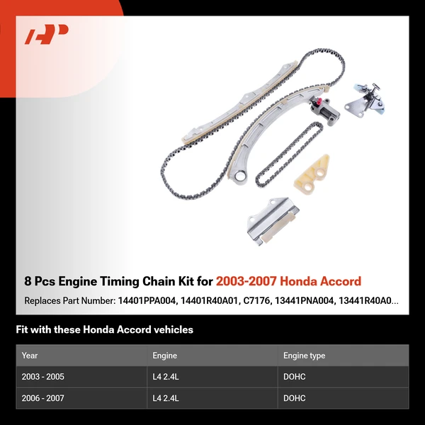 8 Pcs Engine Timing Chain Kit for 2003-2007 Honda Accord