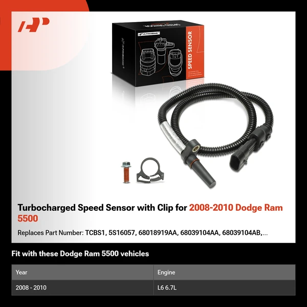 Turbocharged Speed Sensor with Clip for 2008-2010 Dodge Ram 5500