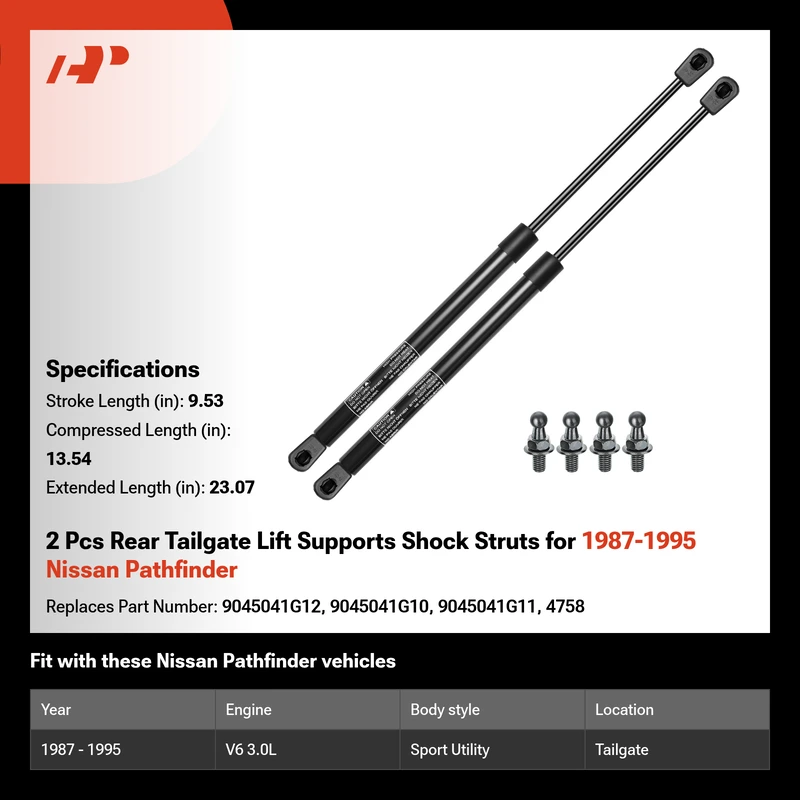 2 Pcs Rear Tailgate Lift Supports Shock Struts for 1987-1995 Nissan Pathfinder