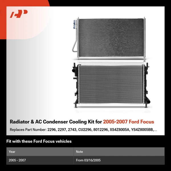 Radiator & AC Condenser Cooling Kit for 2005-2007 Ford Focus
