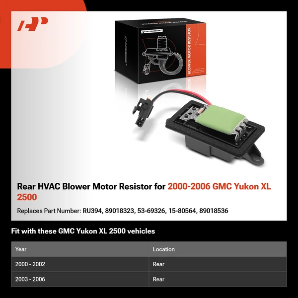 Rear HVAC Blower Motor Resistor for 2000-2006 GMC Yukon XL 2500