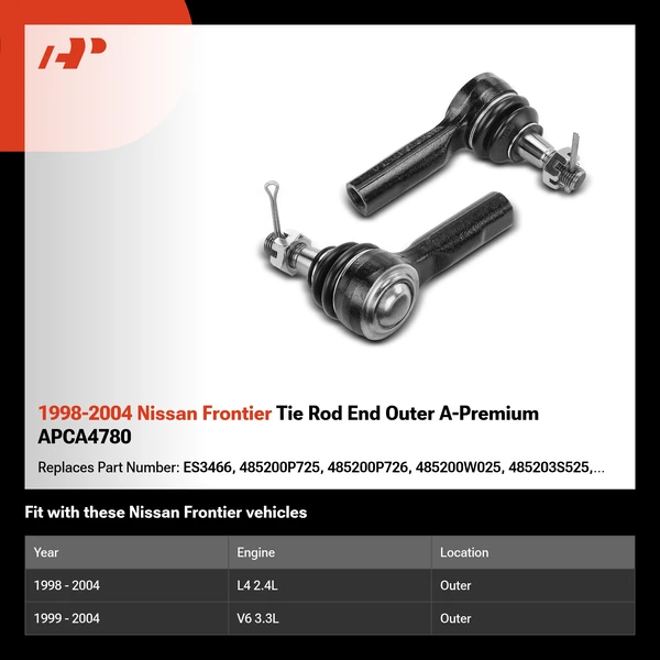 1998-2004 Nissan Frontier Tie Rod End Outer A-Premium APCA4780