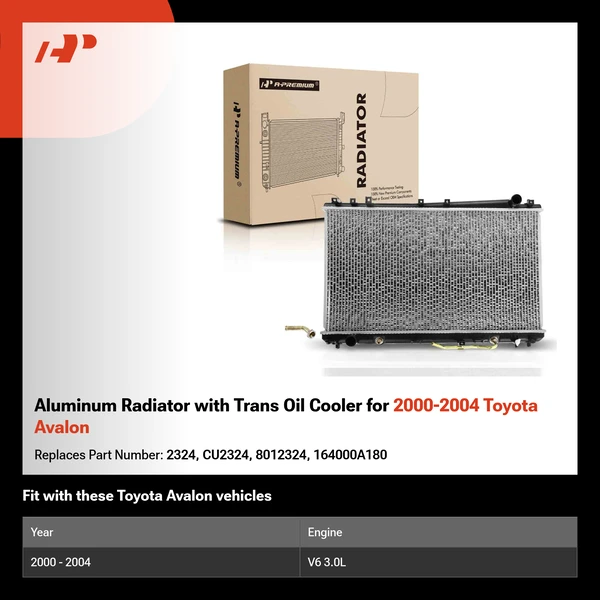 Aluminum Radiator with Trans Oil Cooler for 2000-2004 Toyota Avalon