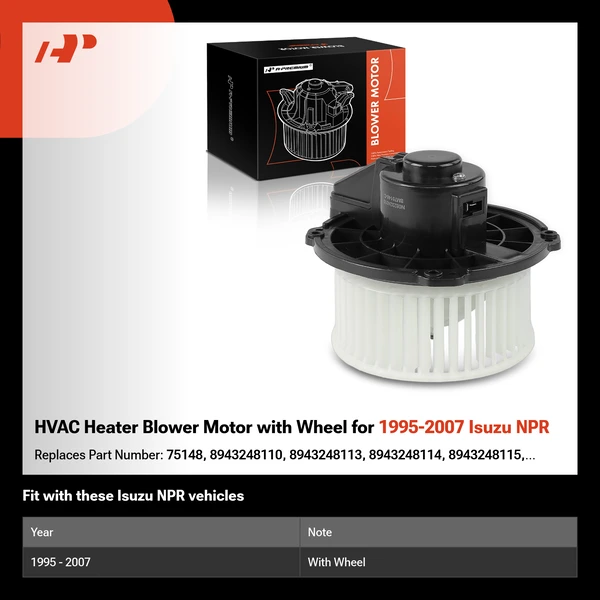 HVAC Heater Blower Motor with Wheel for 1995-2007 Isuzu NPR