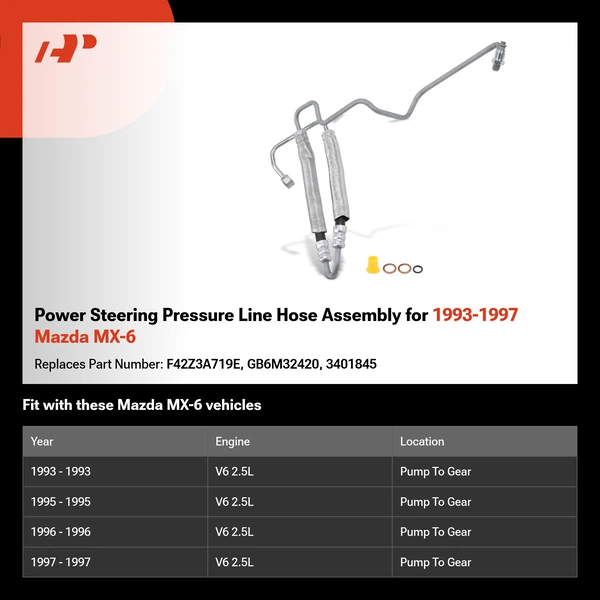 Power Steering Pressure Line Hose Assembly for 1993-1997 Mazda MX-6