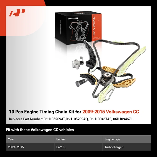 13 Pcs Engine Timing Chain Kit for 2009-2015 Volkswagen CC