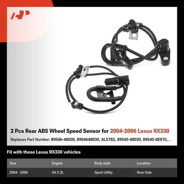 2 Pcs Rear ABS Wheel Speed Sensor for 2004-2006 Lexus RX330
