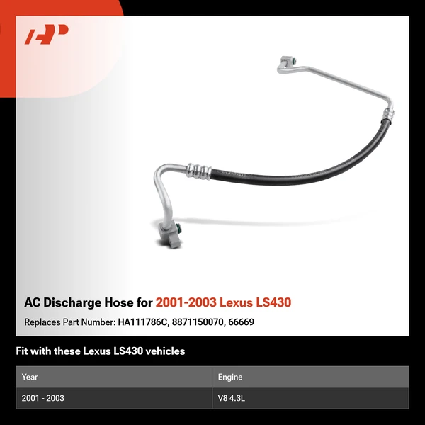 AC Discharge Hose for 2001-2003 Lexus LS430