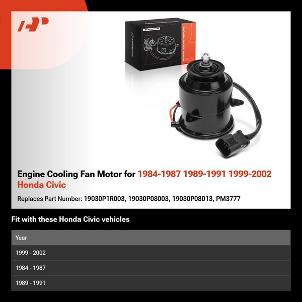 Engine Cooling Fan Motor for 1984-1987 1989-1991 1999-2002 Honda Civic
