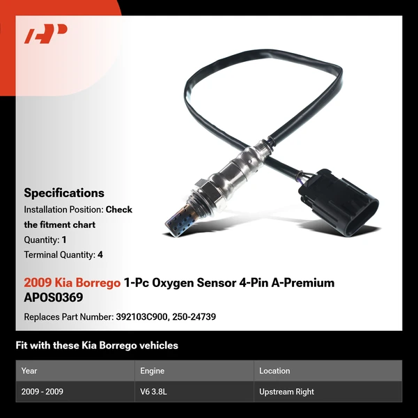 2009 Kia Borrego 1-Pc Oxygen Sensor 4-Pin A-Premium APOS0369