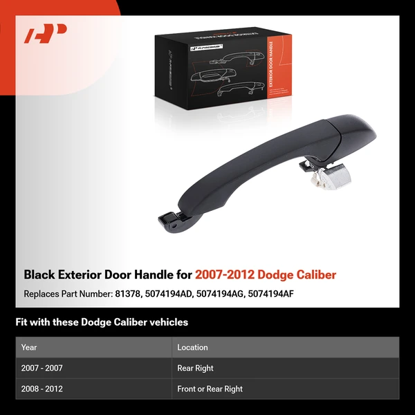 Black Exterior Door Handle for 2007-2012 Dodge Caliber