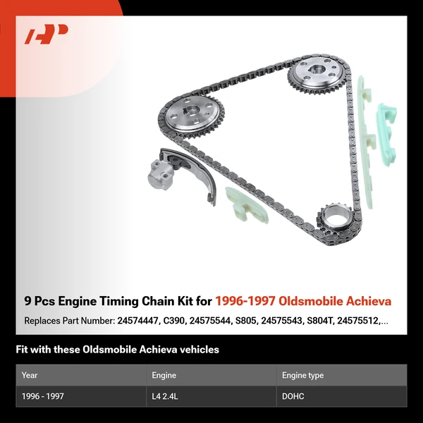 9 Pcs Engine Timing Chain Kit for 1996-1997 Oldsmobile Achieva
