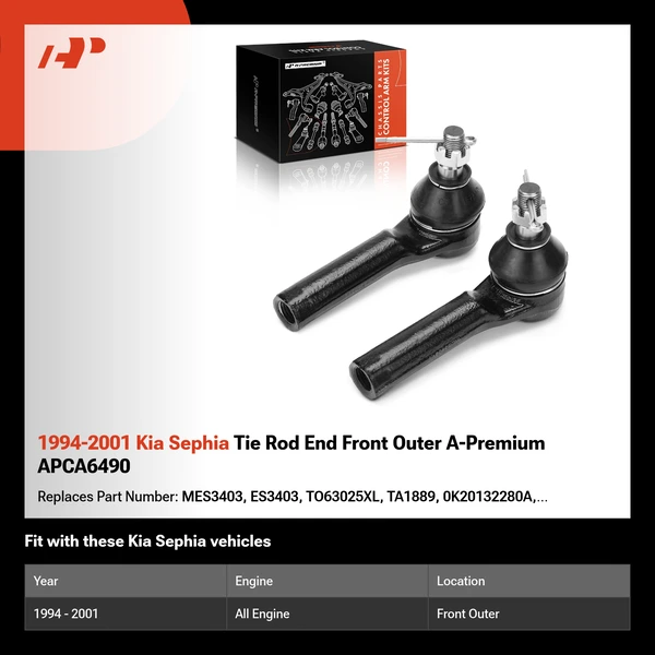 1994-2001 Kia Sephia Tie Rod End Front Outer A-Premium APCA6490