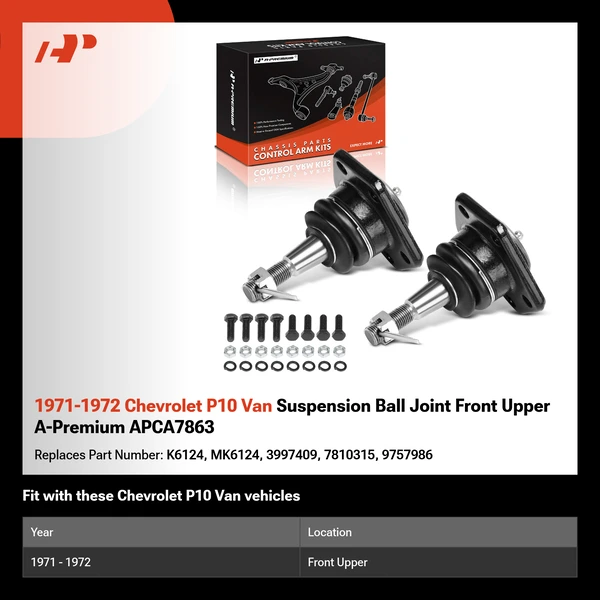 1971-1972 Chevrolet P10 Van Suspension Ball Joint Front Upper A-Premium APCA7863