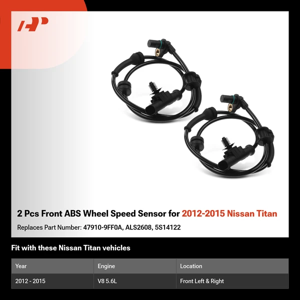 2 Pcs Front ABS Wheel Speed Sensor for 2012-2015 Nissan Titan