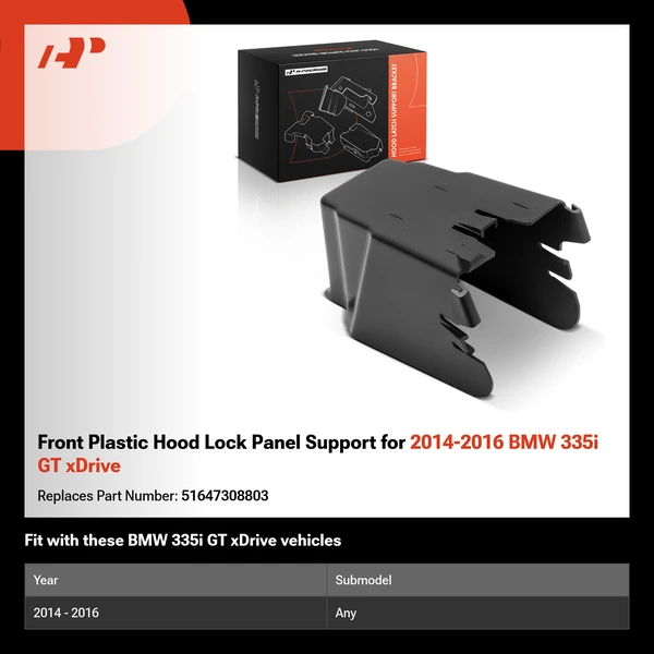 Front Plastic Hood Lock Panel Support for 2014-2016 BMW 335i GT xDrive