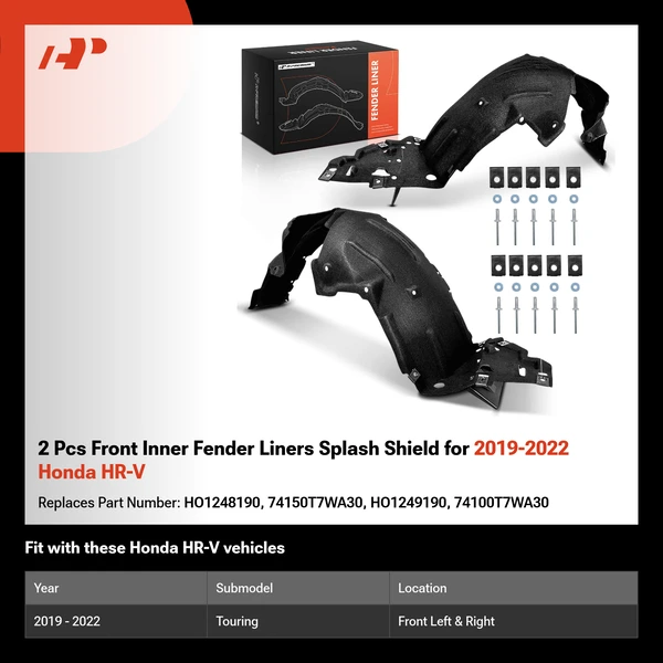 2 Pcs Front Inner Fender Liners Splash Shield for 2019-2022 Honda HR-V