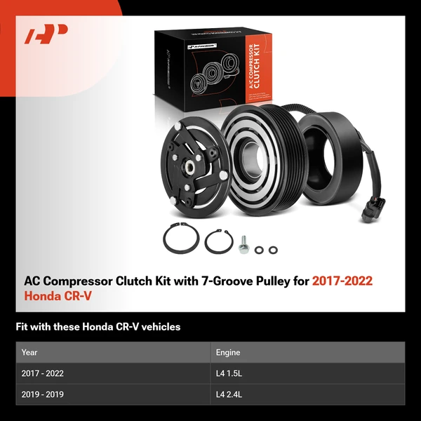 AC Compressor Clutch Kit with 7-Groove Pulley for 2017-2022 Honda CR-V