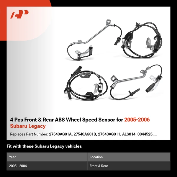 4 Pcs Front & Rear ABS Wheel Speed Sensor for 2005-2006 Subaru Legacy