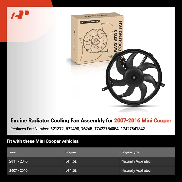 Engine Radiator Cooling Fan Assembly for 2007-2016 Mini Cooper