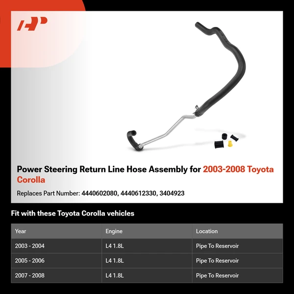 Power Steering Return Line Hose Assembly for 2003-2008 Toyota Corolla