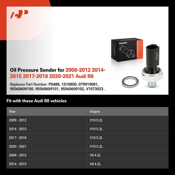 Oil Pressure Sender for 2008-2012 2014-2015 2017-2018 2020-2021 Audi R8