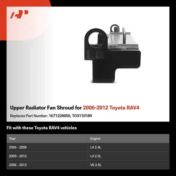 Upper Radiator Fan Shroud for 2006-2012 Toyota RAV4