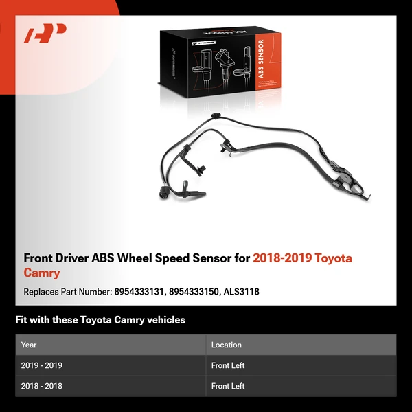 Front Driver ABS Wheel Speed Sensor for 2018-2019 Toyota Camry
