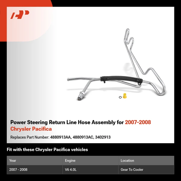 Power Steering Return Line Hose Assembly for 2007-2008 Chrysler Pacifica