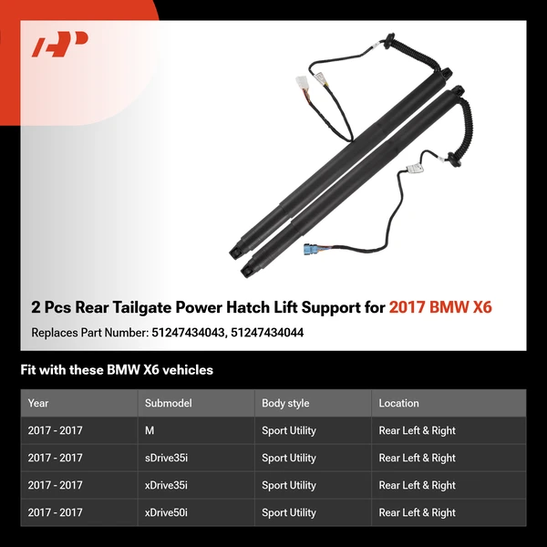2 Pcs Rear Tailgate Power Hatch Lift Support for 2017 BMW X6