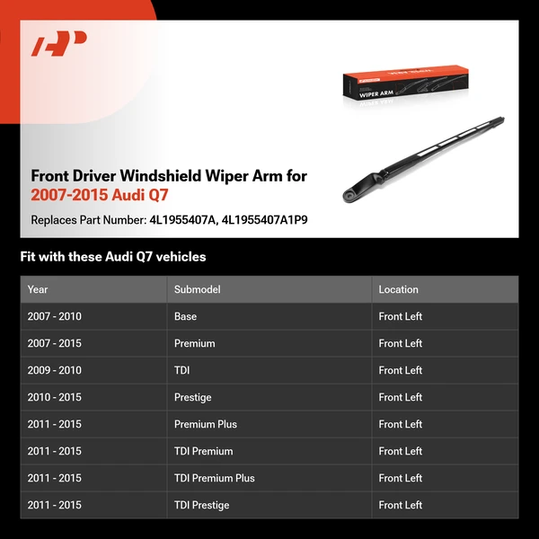 Front Driver Windshield Wiper Arm for 2007-2015 Audi Q7