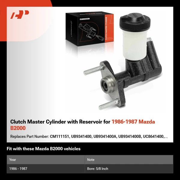 Clutch Master Cylinder with Reservoir for 1986-1987 Mazda B2000