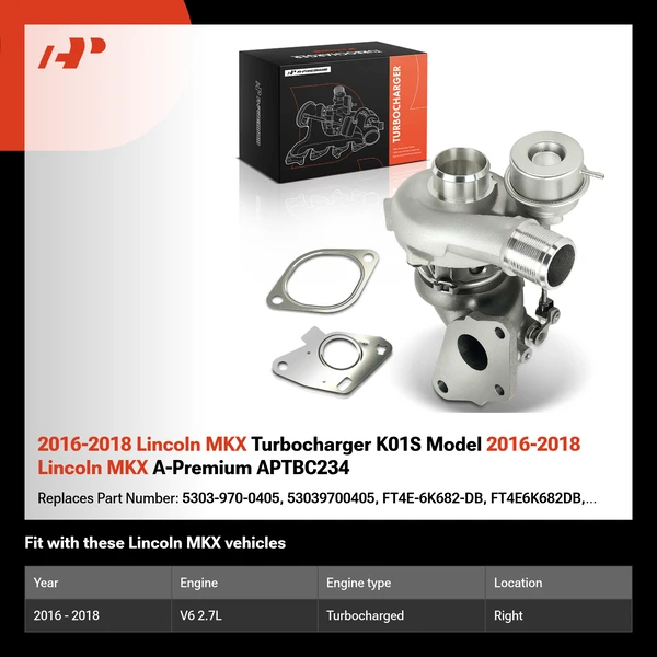 2016-2018 Lincoln MKX Turbocharger K01S Model 2016-2018 Lincoln MKX A-Premium APTBC234