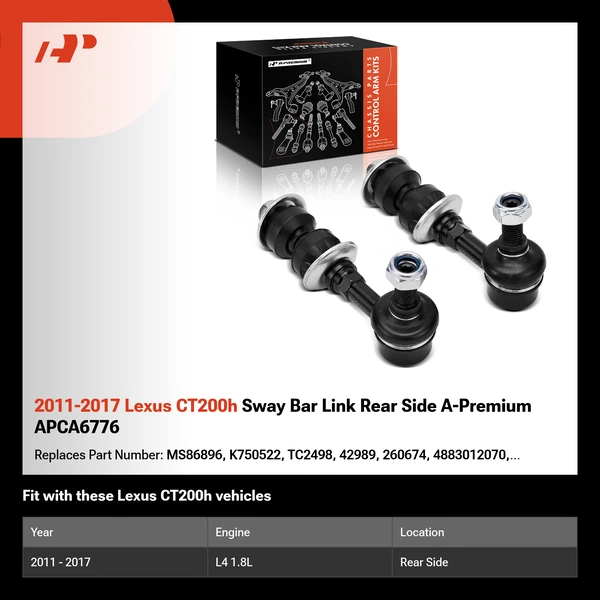 2011-2017 Lexus CT200h Sway Bar Link Rear Side A-Premium APCA6776