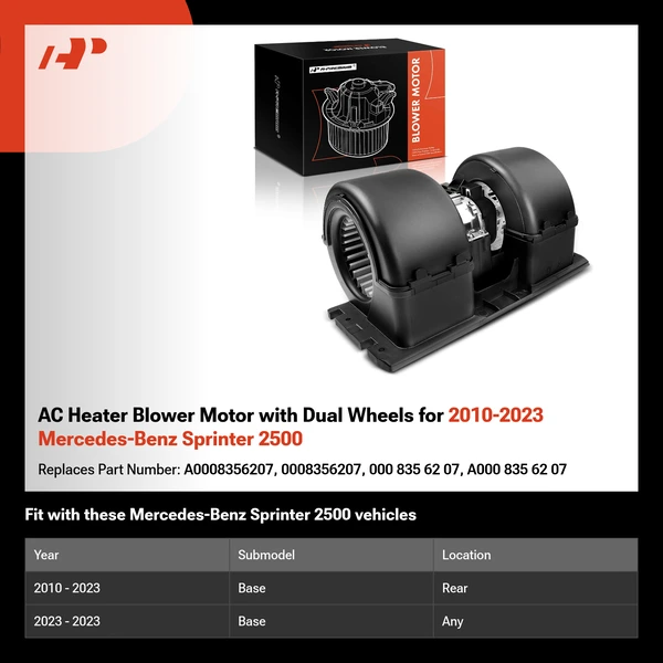 AC Heater Blower Motor with Dual Wheels for 2010-2023 Mercedes-Benz Sprinter 2500