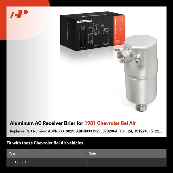 Aluminum AC Receiver Drier for 1981 Chevrolet Bel Air