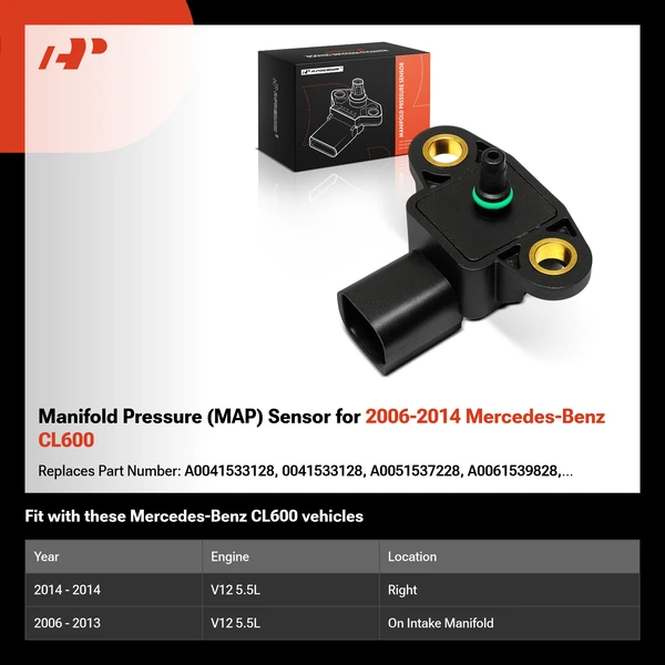 Manifold Pressure (MAP) Sensor for 2006-2014 Mercedes-Benz CL600