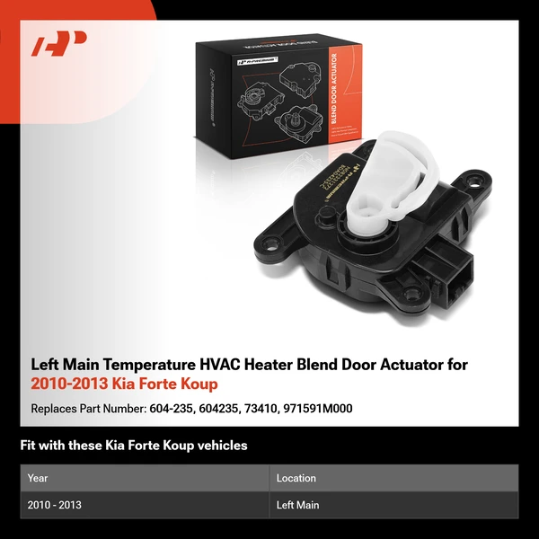 Left Main Temperature HVAC Heater Blend Door Actuator for 2010-2013 Kia Forte Koup