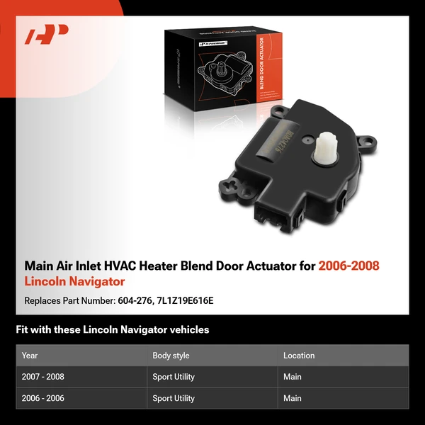 Main Air Inlet HVAC Heater Blend Door Actuator for 2006-2008 Lincoln Navigator