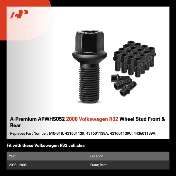 A-Premium APWHS052 2008 Volkswagen R32 Wheel Stud Front & Rear