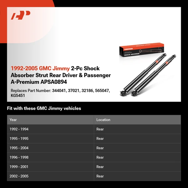 1992-2005 GMC Jimmy 2-Pc Shock Absorber Strut Rear Driver & Passenger A-Premium APSA0894