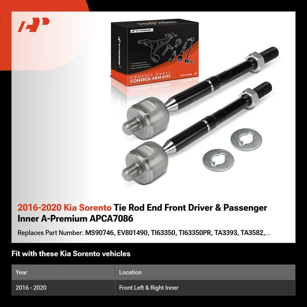 2016-2020 Kia Sorento Tie Rod End Front Driver & Passenger Inner A-Premium APCA7086